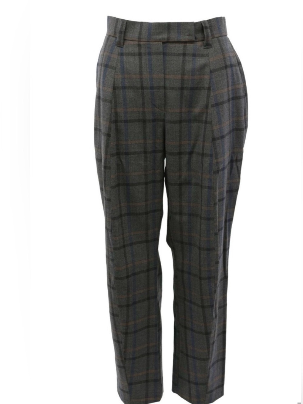 Brunello Cucinelli Plaid Wool Dress Pants